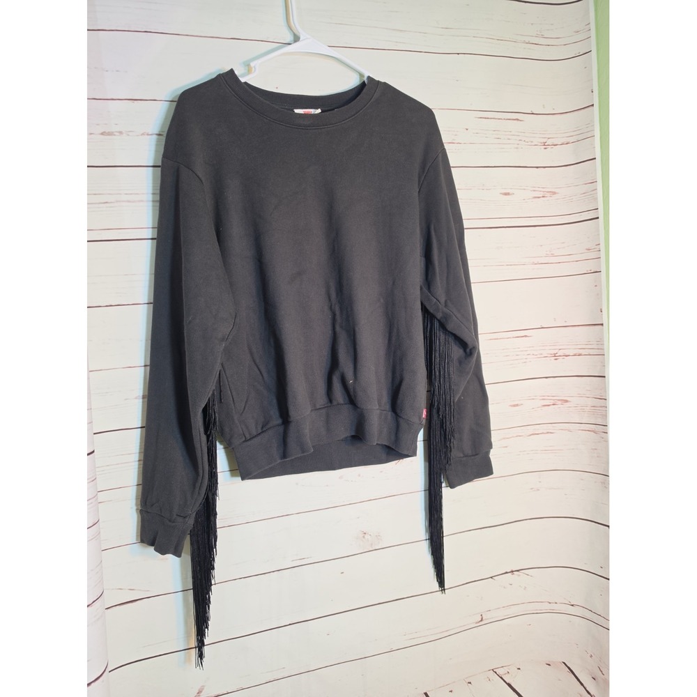 Levis Pullover Sweatshirt Women's XS Black Fringe Classic Western Cowgirl